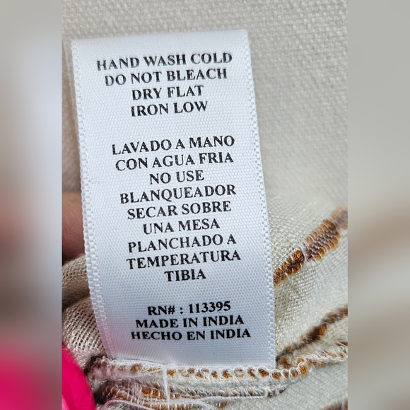 Anthropology En Creme Womens Button Up Collared Orange/Tan Shirt Sz M Lagenlook - Picture 6 of 6